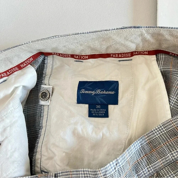 Tommy Bahama Size 36 Linen Silk Blend Shorts Blue Multi Plaid - Picture 6 of 7